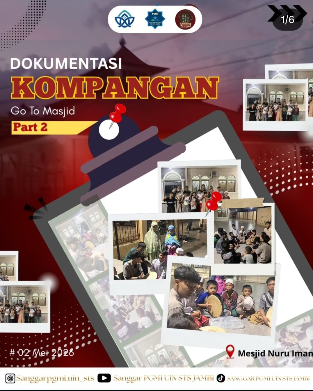 Devisi Kompangan Sanggar Gentara Prodi PGMI UIN Jambi Lanjutkan “Goes To Masjid” Pertemuan Kedua